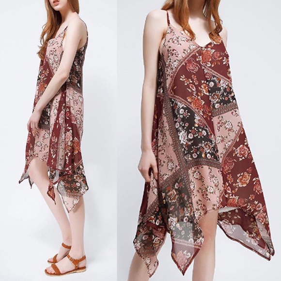 Handkerchief Hem Floral Cami Dress - Picture 2 of 5